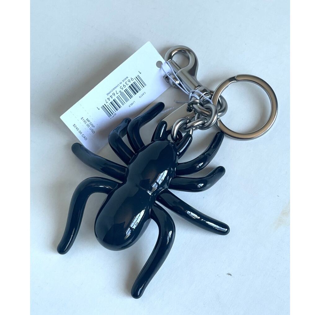 Coach Spider Halloween Bag Charm CAX79 Limited Edition Black Enamel Silver Tone